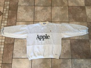 Vintage Apple Computer White Gray Rainbow Logo Crewneck Sweatshirt 1980s Xl
