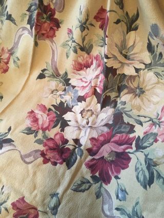 6 Panels Vintage 1930s - 1940 Barkcloth Curtains Huge Pink Roses E 2