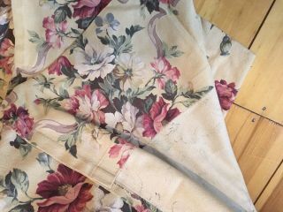 6 Panels Vintage 1930s - 1940 Barkcloth Curtains Huge Pink Roses E 4