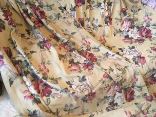 6 Panels Vintage 1930s - 1940 Barkcloth Curtains Huge Pink Roses E 5