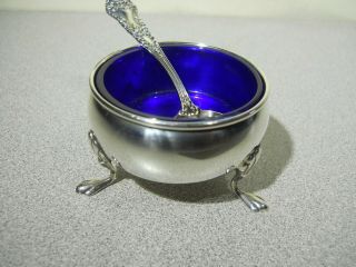 Vintage DUNKIRK SILVERSMITHS Sterling Silver Salt Cellar & R.  BLACKINTON Spoon 4