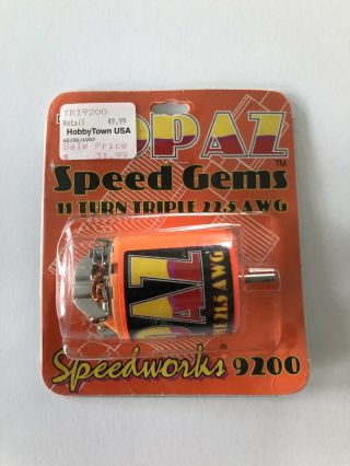 Vintage Trinity Speed Gems Topaz Brushed Racing Motor - Packaging - Rare & Htf