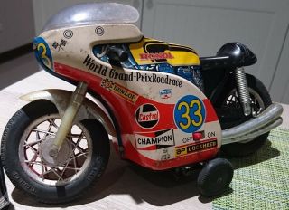 Vintage T.  P.  S Battery Operated Tin Motorcycle Bike