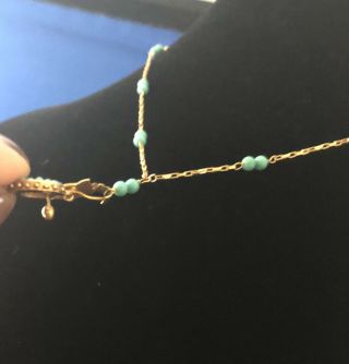 Vintage Persian Turquoise unusual Drop Necklace pure 18k Gold (750 stamp) Nouveau 6