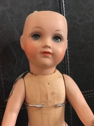 Antique French 11” Doll; Bisque & Composition; Open Close Eyes,  Neck Pull String