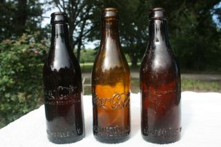 Vintage Amber Straight Side Ss Coca Cola Bottle - - Louisville (2),  Lexington - - Ky