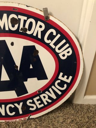 RARE Tri County AAA AUTO CLUB Service Porcelain Gas Oil DSP ADVERTISING SIGN 3