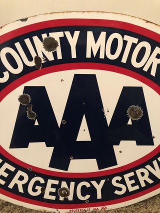 RARE Tri County AAA AUTO CLUB Service Porcelain Gas Oil DSP ADVERTISING SIGN 7