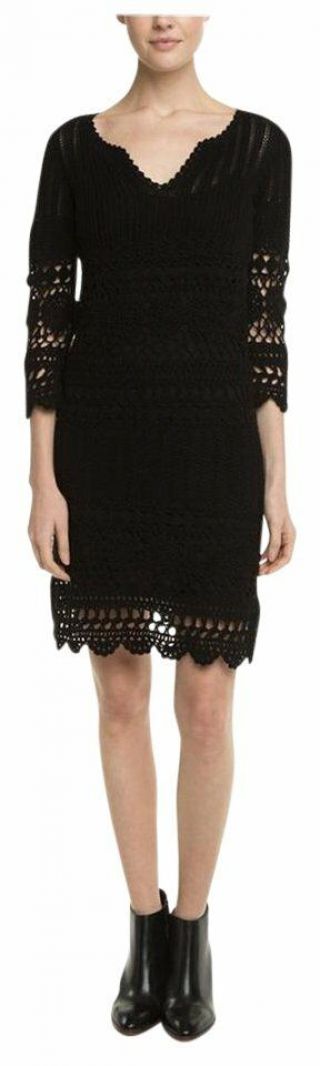 Nwt Velvet By Graham Spencer Szl Suzanna Vintage Cotton Croche Dress Black $284