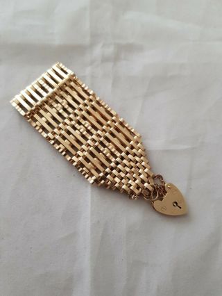 Vintage 9ct Gold 10 Bar Gate Bracelet (hm London 1975) Weighs 20.  3 Grams (not Scrap