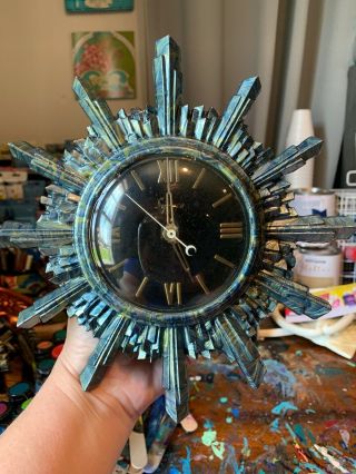 Recycled Vintage Syroco Clock.  Wall Art.  Permanently Set To 5:00 For Happy Hour