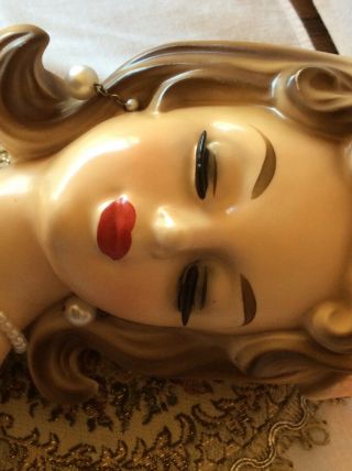 Stunning & Rare Young Lady 7 1/2 in Head Vase with Earnings,  Necklace,  Huge Bow 8