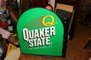 Vintage Quaker State Motor Oil 2 Sided 30 " Metal Flange Sign