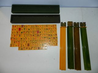 Vintage Mah Jong Set With Bakelite Catalin 152 Tiles & Trays