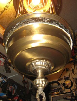 Vintage Mid Century Oil Rain Swag Lighted Hanging Lamp Nude Lady Goddess 12