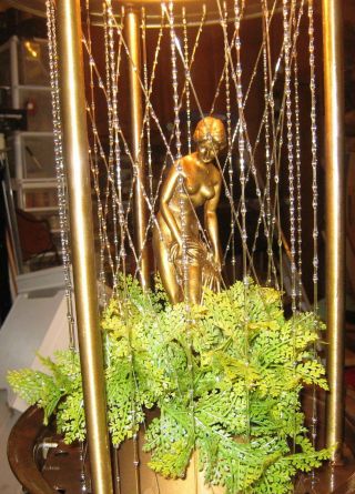 Vintage Mid Century Oil Rain Swag Lighted Hanging Lamp Nude Lady Goddess 2