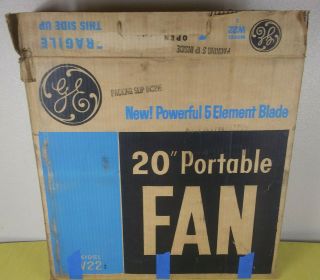 NIB VTG 1970s GE General Electric 3 Speed 20 Inch Portable Box Fan 5