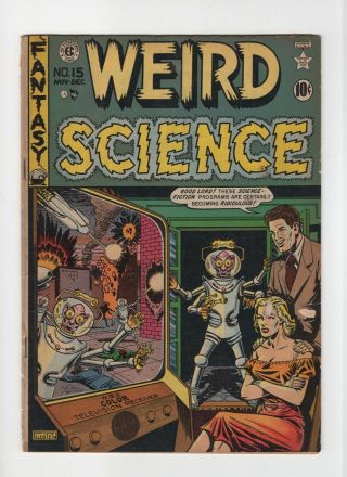 Weird Science 15 Vintage Ec Comic Alien Cover Feldstein Horror Scifi Gold 10c