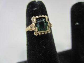 Antique 10k Gold Victorian Ring With Green Stone -