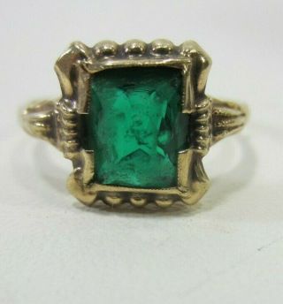 Antique 10K Gold Victorian Ring with Green Stone - 5
