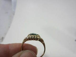 Antique 10K Gold Victorian Ring with Green Stone - 7