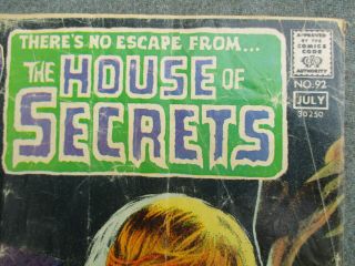 VINTAGE 1971 DC HOUSE OF SECRETS 92 FIRST SWAMP THING POOR 3