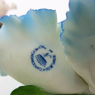 Vintage Capodimonte Porcelain Iris Set Blue & Pink Flower w/ Stem Figurine Italy 7