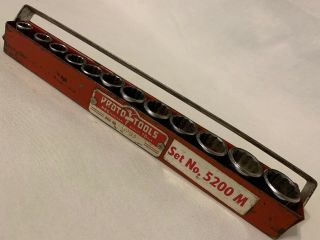 Vintage Proto Professional 3/8 " Drive 12pc Metric Socket Set W Tray 8 - 19mm 5200m
