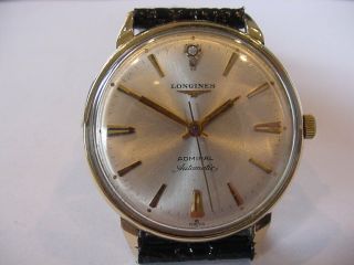 1960’s 10k Gold Filled Vintage Longines Admiral Diamond Dial A One