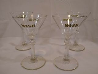 Set Of 4 Vintage Mash Martini Glasses M A S H / 4077th