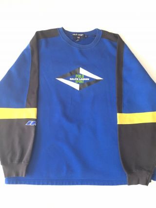 Vintage Polo Sport Mens Spell Out Blue Long Sleeve Pullover Shirt Sweatshirt Xl