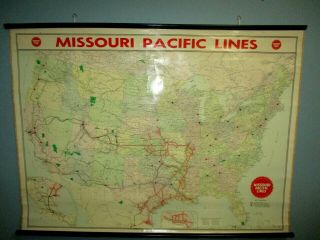 Large Missouri Pacific Railroad Map 4ft X 3 Ft Vintage Railroad Map