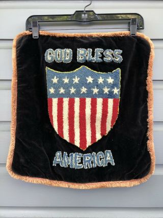 Vintage U.  S.  A.  Wwii 1940’s Patriotic Home Front God Bless America Pillow Cover