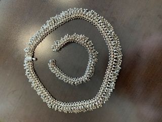 Vintage German Ww2 Era Pure Silver Necklace & Bracelet Set Boho Signed Mikc?