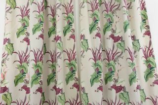 Vintage 1940s Floral Barkcloth Curtain Panels Drapes Fabric Panels 83 