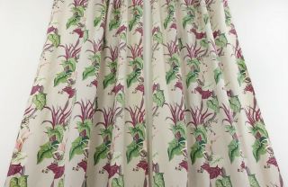 Vintage 1940s Floral Barkcloth Curtain Panels Drapes Fabric Panels 83 