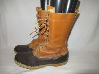 Vtg Ll Bean Boots 12 Inch Waterproof Leather Rubber Duck Boots Men 