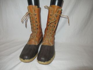 Vtg LL Bean Boots 12 Inch Waterproof Leather Rubber Duck Boots Men ' s Size 12 M 2