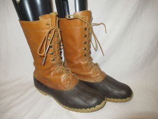 Vtg LL Bean Boots 12 Inch Waterproof Leather Rubber Duck Boots Men ' s Size 12 M 3