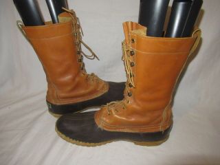 Vtg LL Bean Boots 12 Inch Waterproof Leather Rubber Duck Boots Men ' s Size 12 M 6