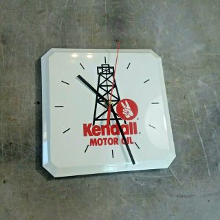 Vintage Kendall Motor Oil Advertising Clock Molded Heavy Plastic Clock
