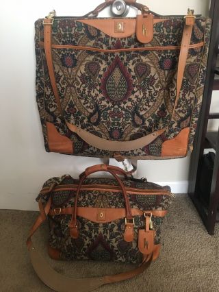 Vintage Hartmann Flame Tapestry Luggage Set Of 2 Garment Bag And Duffel Travel