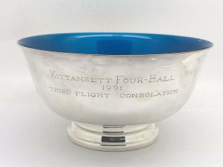 Reed & Barton Silverplate & Enamel 1961 Trophy Bowl Kittansett Four Ball