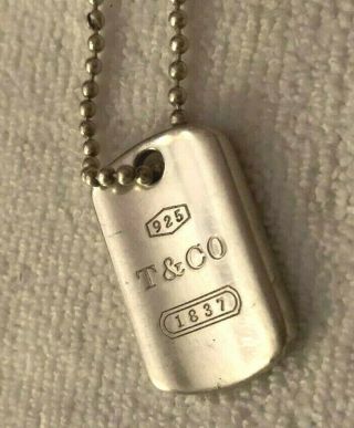 Tiffany & Co.  Vintage 925 Sterling Silver 1837 Bar/dog Tag Pendant Necklace L@@k