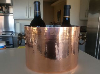 Vintage Made In France Brass Plated 2 Bottle Wine Chiller Ice Bucket W/ Stainles