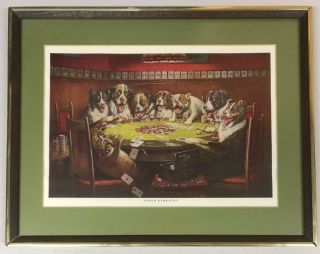 Dogs Playing Poker A Friend In Need & Poker Sympathy by C.  M.  Coolidge Vintage 2