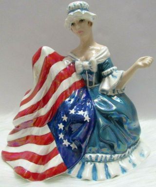 Atlantic Mold Patriotic Vintage 70s Sewing Betsy Ross Usa American Flag Ceramic