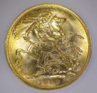 1909 Gold Sovereign British Coin King Edward Vii London 7.  98 Grams Rare