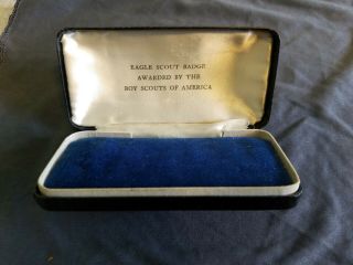 Vintage 1930s BSA Boy Scout STERLING Robbins 3 Eagle Medal coffin case,  Br palm 4