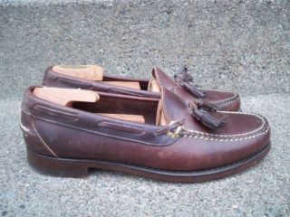 Vtg Polo Ralph Lauren Brown Leather Tassel Loafer Slip On Shoes Men 